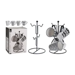 Excellent Houseware 4 Bekers In Metalen Rekje -Aanbiedingen Keuken Slim Winkel 101 0541 4 1