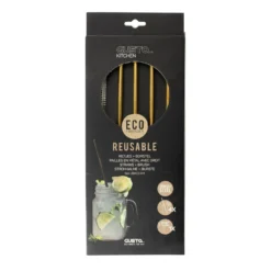 Gusta Rvs Rietjes + Borstel Goud 4 Stuks -Aanbiedingen Keuken Slim Winkel 101 1203 2 1