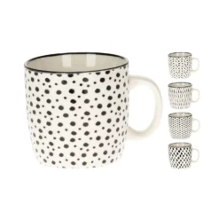 Mok Porselein Zwart-wit Dessin 200 Ml