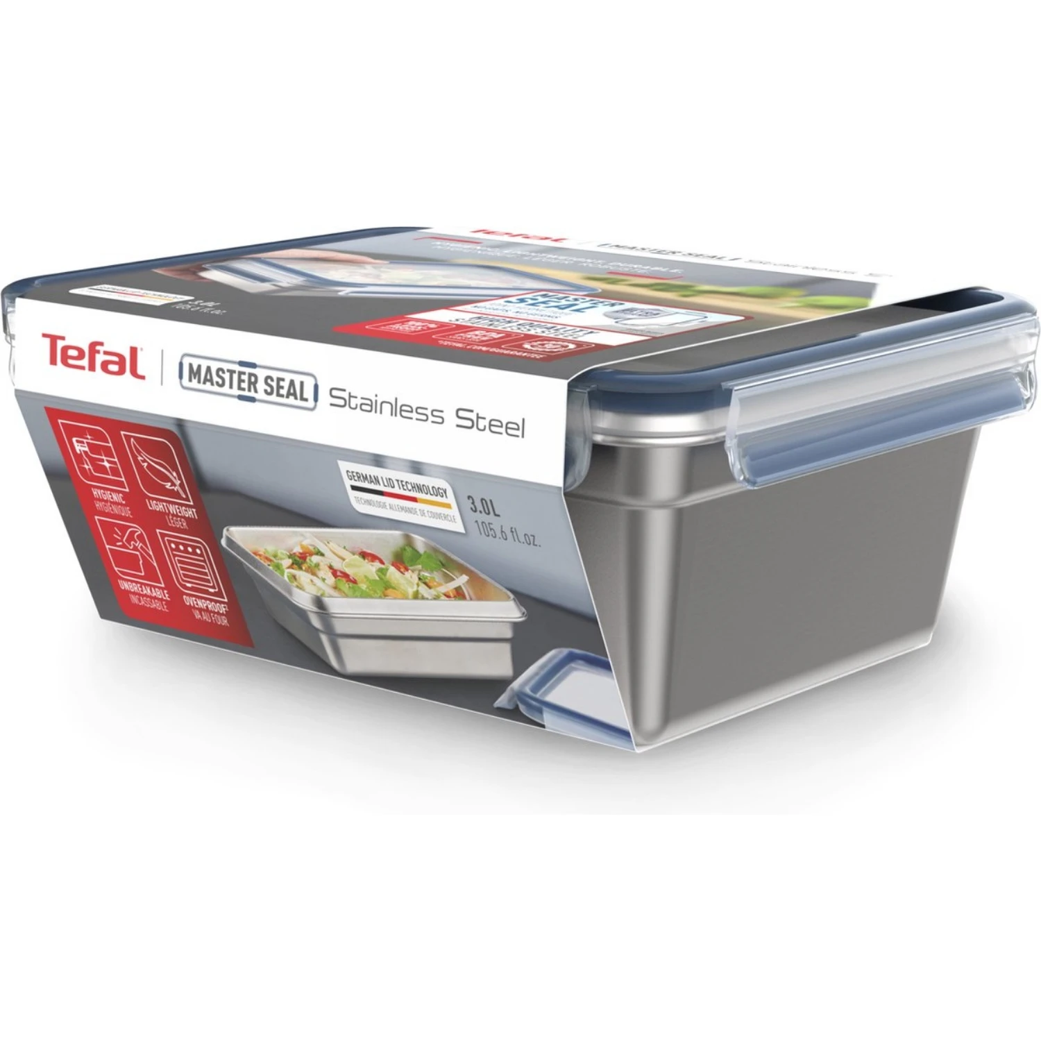 Tefal Masterseal RVS Vershouddoos Rechthoek 3.0 L 4 Tefal Masterseal RVS Vershouddoos Rechthoek 3.0 L - Afbeelding 2